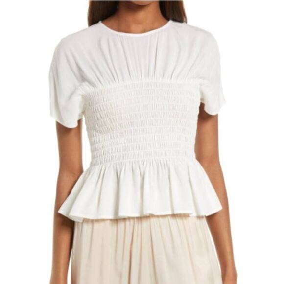 NWT Wayf Crop Top Smocked Waist Ivory White Size Medium - Picture 1 of 5